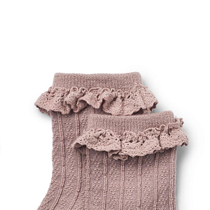 Детские носки с добавлением шерсти Wheat "Nora", 2 пары, вечерняя роза